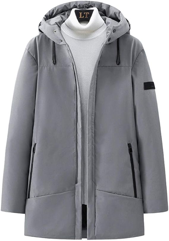 Amazon Twinstar メンズミドル丈コットンジャケットダウンジャケット コート メンズ 秋冬 暖かい 防風 アウトドア 裏起毛 秋冬 大きいサイズ 中綿 長袖 防寒 アウター コート フード付き 無地 通勤 通学 コート ジャケット 通販