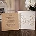 WISHMADE 5.9 x 5.9 Inch 50PCS White Laser Cut Wedding Invitations Pocket with Envelopes and Bowknot Blank Kraft Paper Invitation for Engagement Quinceanera wedding invite