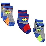 Superhero Baby Toddler 3 pack Gripper Athletic Socks (4T-5T, TMNT Grey