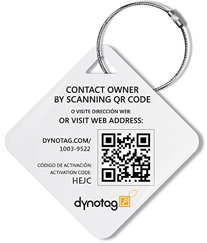 Dynotag Web Enabled Smart ID Tag, Delue Steel tag with Braided Steel Loop, with DynoIQ & Lifetime Recovery Service. Diamond (Black)