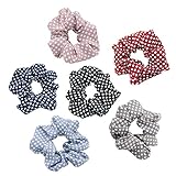 6Pack Women Polka Dot Hair Scrunchies Chiffon Elastic Holder Women Daily Hair Accessories