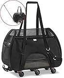 WPS Wheeled Airline Approved Pet Carrier for Small Pets. Newly Upgraded Structural Design for Ultimate Strength.Removable Plush Mat. Cozy