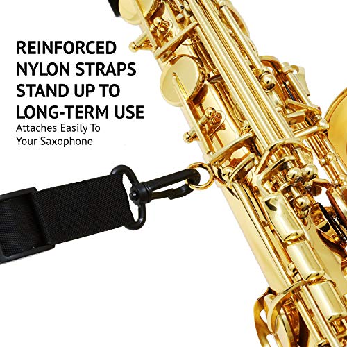 LyxJam Alto Saxophone - E Flat Brass Sax Beginners Kit, Mouthpiece, Neck Strap, Cleaning Cloth Rod, Gloves, Cork Grease, Hard Carrying Case w/ Removable Straps, Maintenance Guide - 10 BONUS Reeds (C - Thumbnail 3