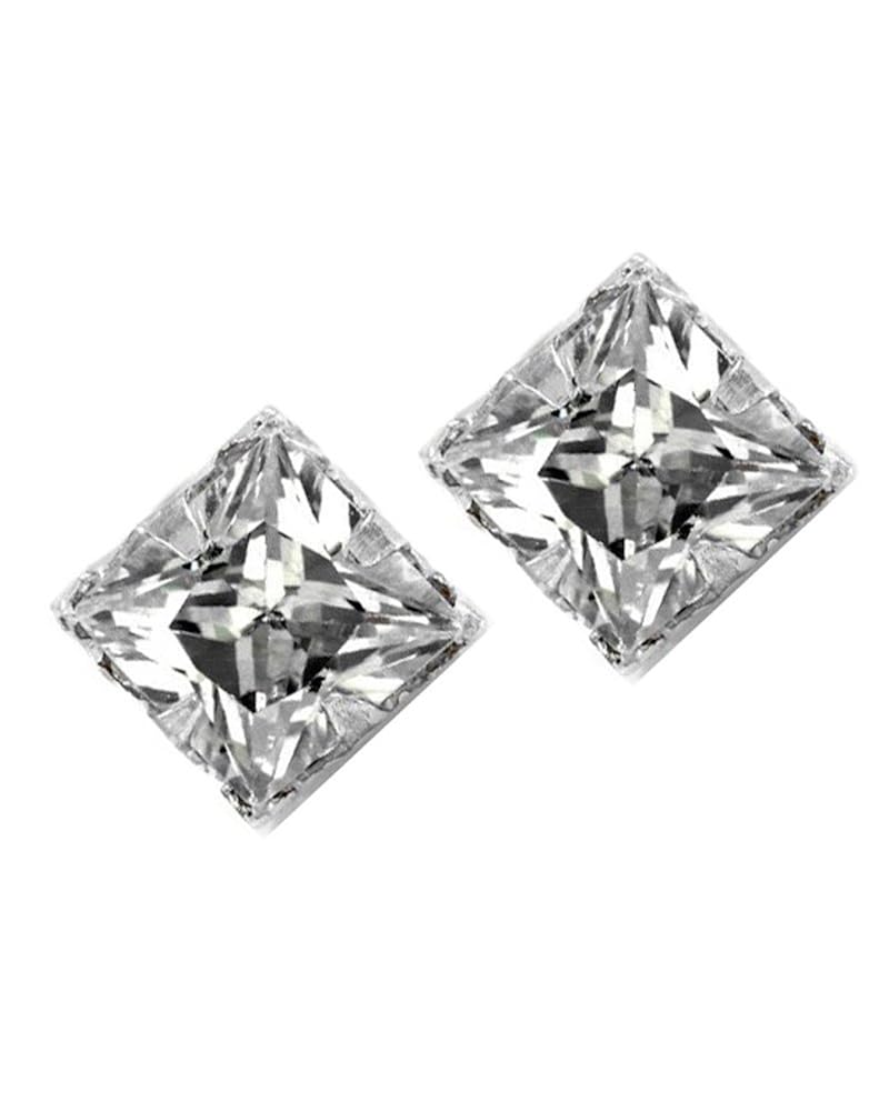 Ijewelry2 No Piercing Magnetic Stud Earrings Men Square Diamond Cz