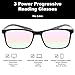 Neck Hanging Tri-Focal 3 Power Progressive Multifocal Reading Glasses - No Line (Black, 2.50)