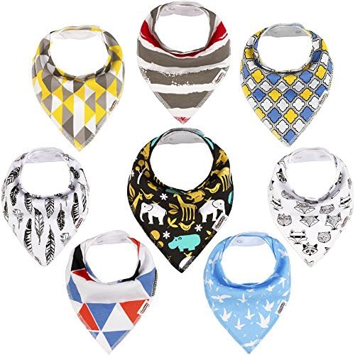 Baby Bandana Drool Bibs Vinorro - Unisex 8 Pack for Boys &amp; Girls, Gift Set for Newborns &amp; Toddlers, 100% Soft Organic Cotton &amp; Super Absorbent, Hypoallergenic Baby Bibs for Drooling &amp; Teething