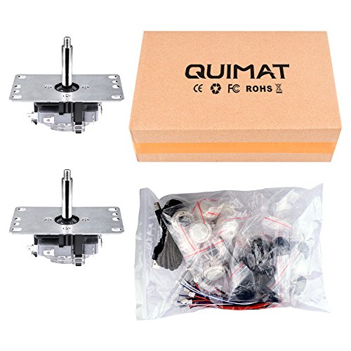 Quimat 2 Player Arcade Joystick and Buttons DIY Kit with Zero Delay USB Encoder Board,Joysticks and Push Button for Mame Jamma & Other Fighting Games,Compatible with Windows and Raspberry Pi
