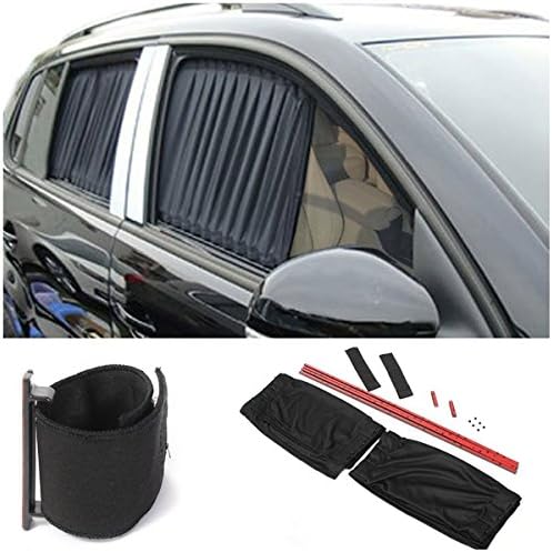 USDREAMD 2PCS 70cm Adjustable Car SUV Window Anti-UV Sun Shade Drape Visor Curtain Valance