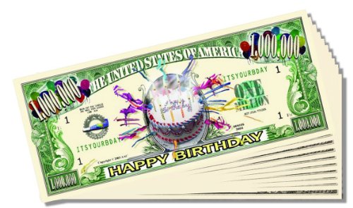 Happy Birthday Novelty Million Dollar Bill - Set of 25 With 1 Bonus Christopher Columbus Bill