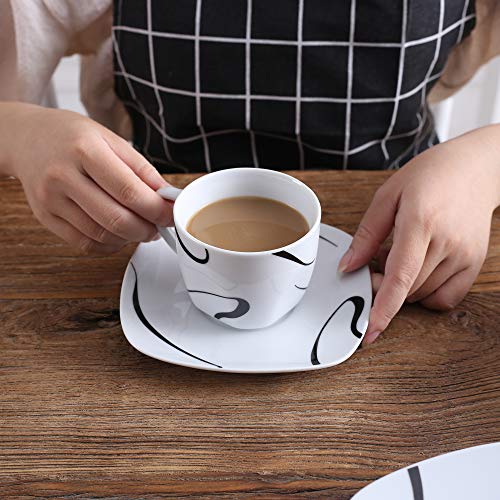 image for VEWEET 30-Piece Porcelain Square Tableware Decal Patterns White Bowl S