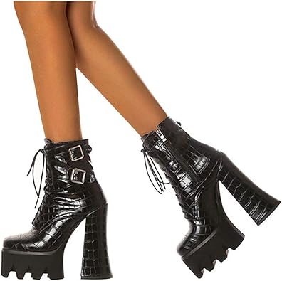 black combat high heels