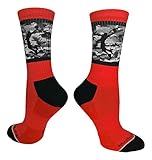 MadSportsStuff Basketball Socks with Player on Camo Athletic Crew Socks (Red/Black Camo, Medium)