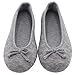 HomeTop Women's Elegant Cashmere Knitted Memory Foam Indoor Ballerina House Slippers/Shoes Grey