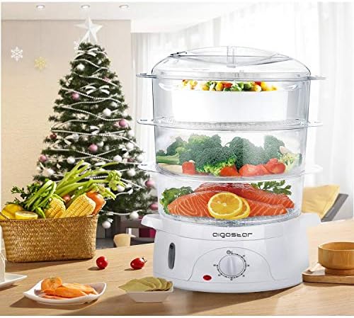 Aigostar Fitfoodie 30CFO - Cuiseur vapeur électrique 0% BPA. Puissance de 800W, minuterie, 3 niveaux indépendants de cuisson. Cuisine saine. Design exclusif. - Cuisine A Vivre Aigostar Fitfoodie 30CFO - Cuiseur vapeur électrique 0% BPA. Puissance de 800W, minuterie, 3 niveaux indépendants de cuisson. Cuisine saine. Design exclusif.