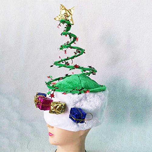 KICODE Fancy Dress Christmas Tree Coil Spring Hat Party Hats Cosplay Costume Gifts Decor 20Cmx40Cm - Thumbnail 2