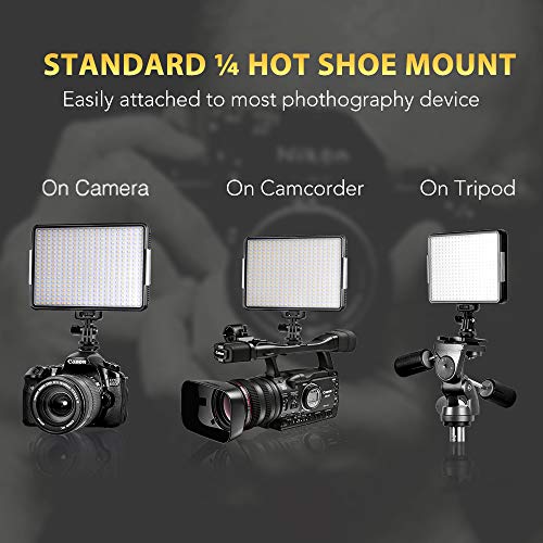 360 LED Video Light Panel, Dimmable Camera Camcorder Video Light, 3200k-5600k Portable Photography Lighting with 4400mAh Battery and Charger for Canon, Nikon, Pentax, Sony and Olympus DSLR Camera