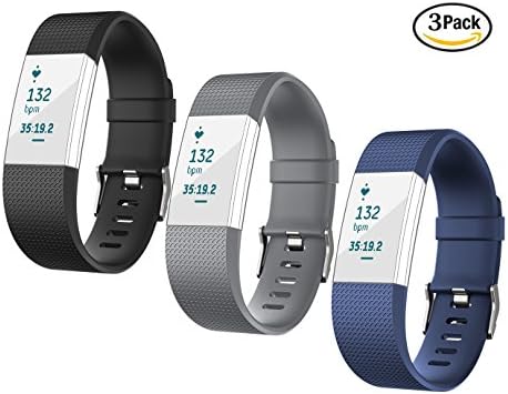 For Fitbit Charge 2 Bands, TreasureMax 3PCS Replacement Band with Metal Clasp for Fitbit Charge 2 Band / Charge 2 Fitbit / Fitbit 2 / Charge 2 Bands / Fitbit Charge 2, No Tracker