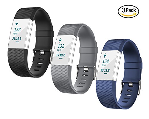 For Fitbit Charge 2 Bands, TreasureMax 3PCS Replacement Band with Metal Clasp for Fitbit Charge 2 Band / Charge 2 Fitbit / Fitbit 2 / Charge 2 Bands / Fitbit Charge 2, No Tracker