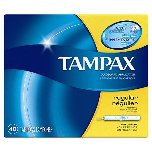 Tampax Cardboard Applicator Tampons, Regular Absorbency, 40 Count