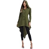 FSUJWOA Womens Renaissance Costumes Gothic Hooded Robe Medieval Vintage Hooded Costume Steampunk Hoodie Jacket