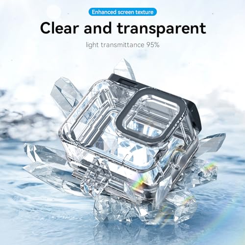 TELESIN 60M Waterproof Case for GoPro Hero 13 Hero 12 Hero 11 Hero 10 Hero 9 Black, 60M/196FT Waterproof Underwater Protective Case Includes Tripod Mounts and Fixing Screw for GoPro