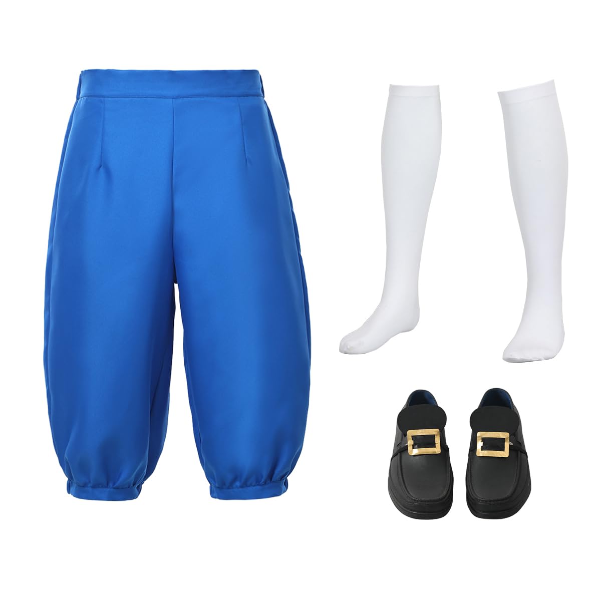 BPURB Men's Colonial Pants Costume Medieval Pirate Cosplay Pants Renaissance Tudor Costume Breeches Socks Shoe Buckle Blue — image 1