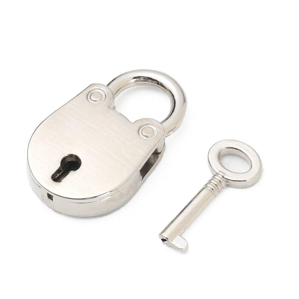 Vogueing Tool Small 1 Key Lock, 1pcs Vintage Antique Padlocks Mini Lock with Key for Jewelry Box Storage Box Diary Book(Silver)
