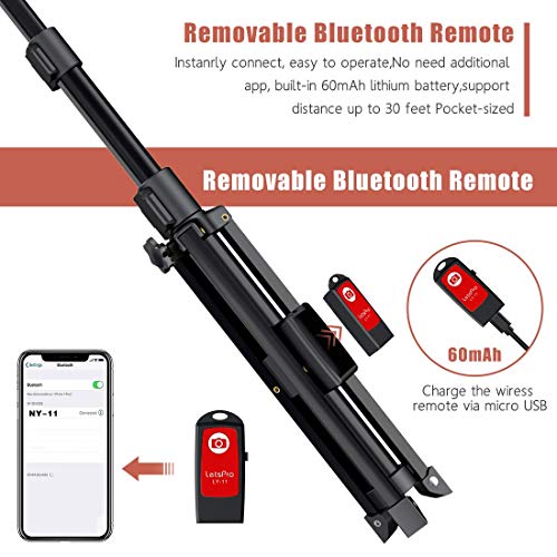 Selfie Stick Tripod, 59" AllinOne Extendable Portable Bluetooth
