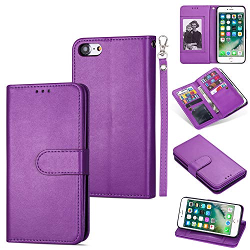 Defbsc Iphone 7 Iphone 8 Iphone Se Wallet Case Magnetic Premium Leather Folio Flip Case With 9 Card Slots Holder Kickstand And Wrist Strap For Iphone 7 8 Se 4 7 Inch Purple Pricepulse