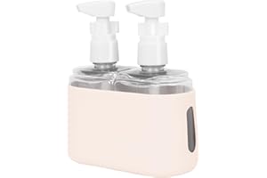 Songaa Travel Bottles Leak Proof, 2 in 1 Travel Containers for Toiletries, Refillable Plastic Bottles with Lid, Travel Accessories Shampoo Conditioner Bottles Beige