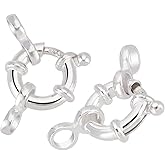PH PandaHall 925 Sterling Silver Spring Clasps 2pcs Jewelry Spring Clasps 10 mm Jewelry Link Connectors Round Close Ring Clasp Findings for DIY Necklaces Bracelet Anklets Jewelry Making