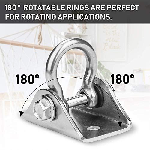 Deckenhaken Hängesessel, Edelstahl Schwerlast Deckenhalterung bis 450KG 180° Drehen Schaukelhaken Boxsack Aufhängung mit 4 Schraube für Beton Holz Hängematte Stuhl Sandsack, Yoga, Sling Trainer, Gym