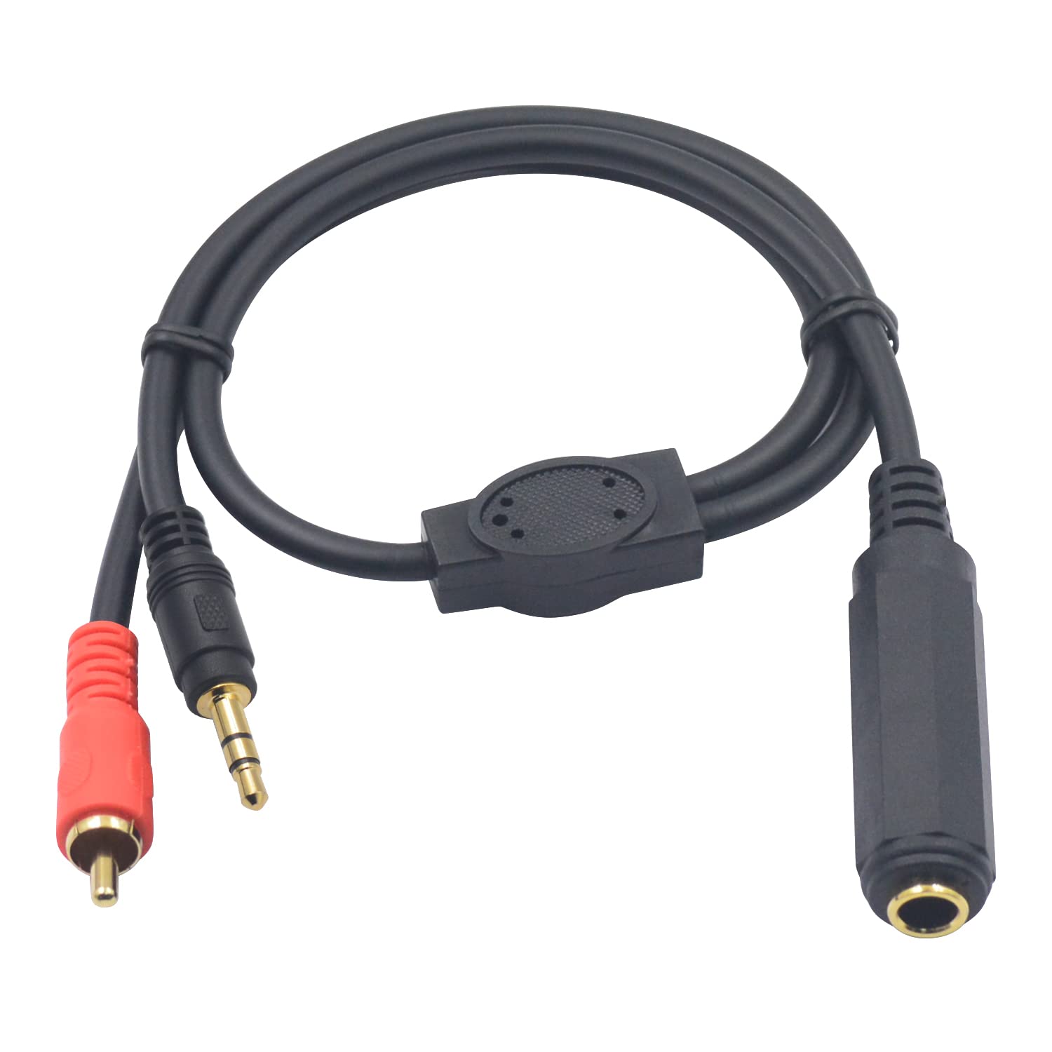 Duttek 2 to 1 Audio Cable,3.5mm 1/8" Male to 6.35mm 1/4 Female TRS Stereo Audio Cable,6.35mm Female to RCA Male Audio Cable Extension Cord 0.5M