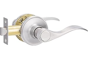 Supstron 1 Pack Passage Door Handle, Brushed Nickel Reversible Door Lever Perfect for Interior Door and Closet, Traditional Wave Style Passage Door Lock