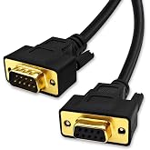 XANHAM 6.6 Feet(2 Meter) DB9 Straight Through 9 Pin RS232 Serial Extension Cable Double Shielded, Metal Braided&amp;AL-foil, Female to Male, Black, SC902S08FM
