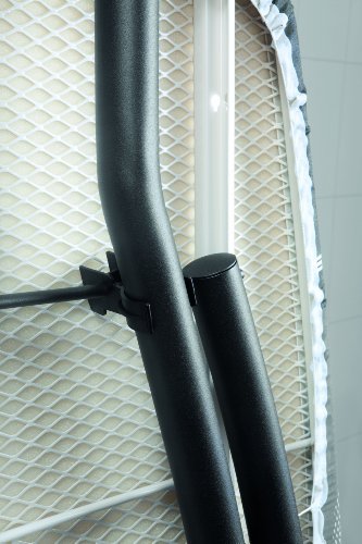 Brabantia Size D Ironing Board (53 x 18in) Heat Resistant Parking Zone, Black Frame, Non-Slip Feet, Suitable for Sit Down Ironing (Titan Oval)