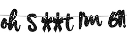 Oh I’m 61! Banner Backdrop Glitter Black Hallo