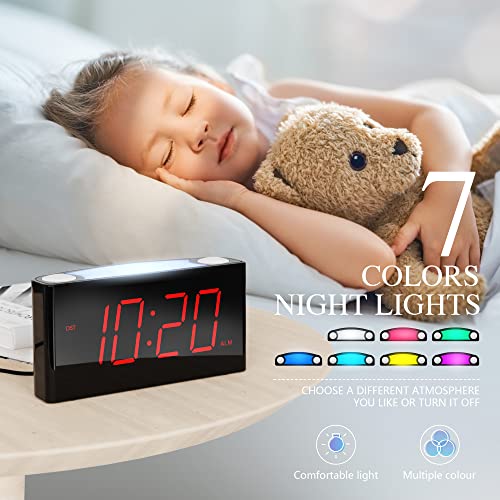 ROCAM Digital Alarm Clock 7.5" Large Red Led Display, Loud Alarm, 7