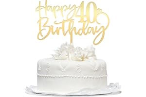 BEKATEREA Happy 40th birthday cake Topper,Mirrored Gold Acrylic Durable Cake Topper,40th Birthday Party Cake Decorations,Hello 40th years old, Happy forty years old, Birthday Party Decorations