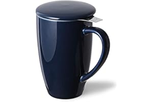 SWEEJAR Porcelain Tea Mug with Infuser and Lid,Teaware with Filter, Loose Leaf Tea Cup Steeper Maker, 16 OZ for Tea/Coffee/Mi