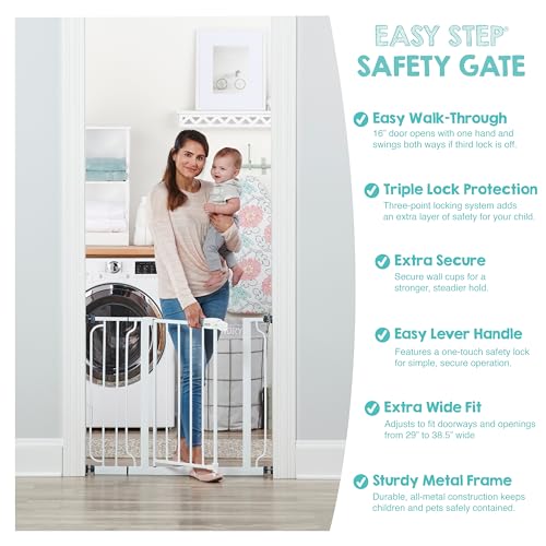 Regalo Walk Thru Easy Step Gate - White, Fits Gaps Between 29" - 37.5" Wide and 30" Tall