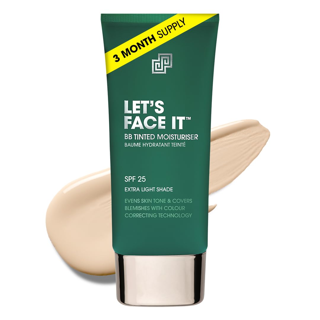 Shakeup Cosmetics Mens BB Tinted Moisturiser, Vegan Makeup for Men, Natural Coverage for Redness & Blemishes, 24hr Moisturisation with SPF, Easy to apply, Extra Light Shade, 50ml. Aka. LET'S FACE IT