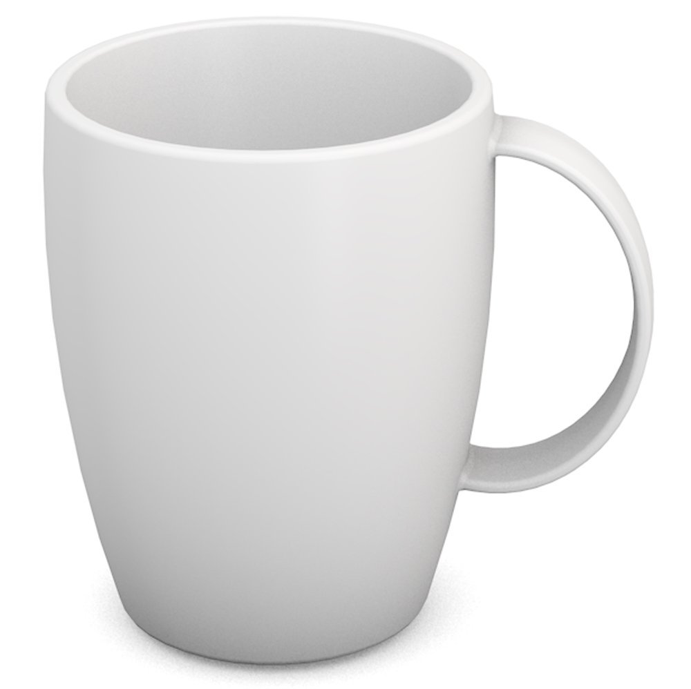 Ornamin Mug with Handle 260 ml White (model 420) | sturdy coffee mug made of plastics, coffee cup, reusable mug