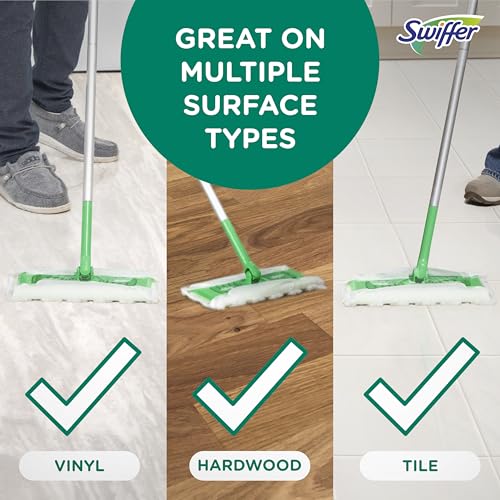 SWIFFER SWEEP + MOP, DRY PADS REFILL, FLOOR CLEANER FOR DIRT, DUST, HAIR, CLEANING CLOTHS FOR MOPPING HOME, BATHROOM, KITCHEN, ALL PURPOSE MULTI-SURFACE FLOOR WIPES, HEAVY DUTY, GAIN, 40CT