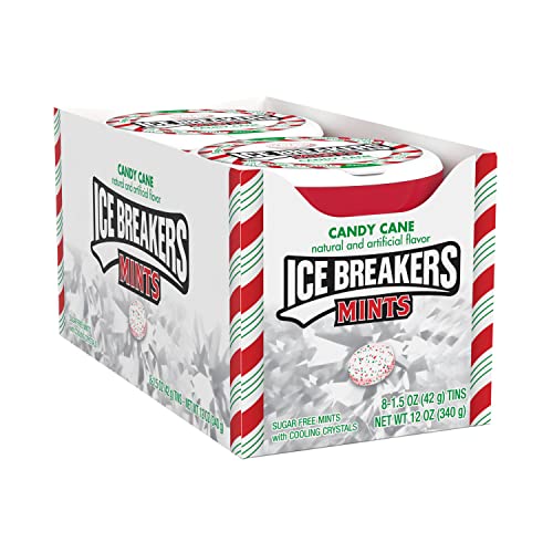 ICE BREAKERS, Candy Cane flavored, Sugar Free Breath Mints, Christmas