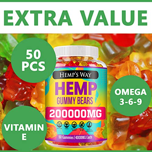 Hemp Gummies 200,000mg, Stress, Insomnia & Anxiety Relief Made in