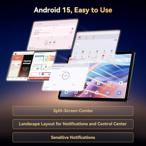 TABWEE T80 Android 15 Touch Tablet - 18GB+128GB (2TB TF Expandable), 10-inch Tablet, 6000mAh Battery, 5MP Camera, Gemini AI 3.1 Pro, 5G WiFi, GPS, Face ID, Tablet with Keyboard, Mouse, Case & Stylus