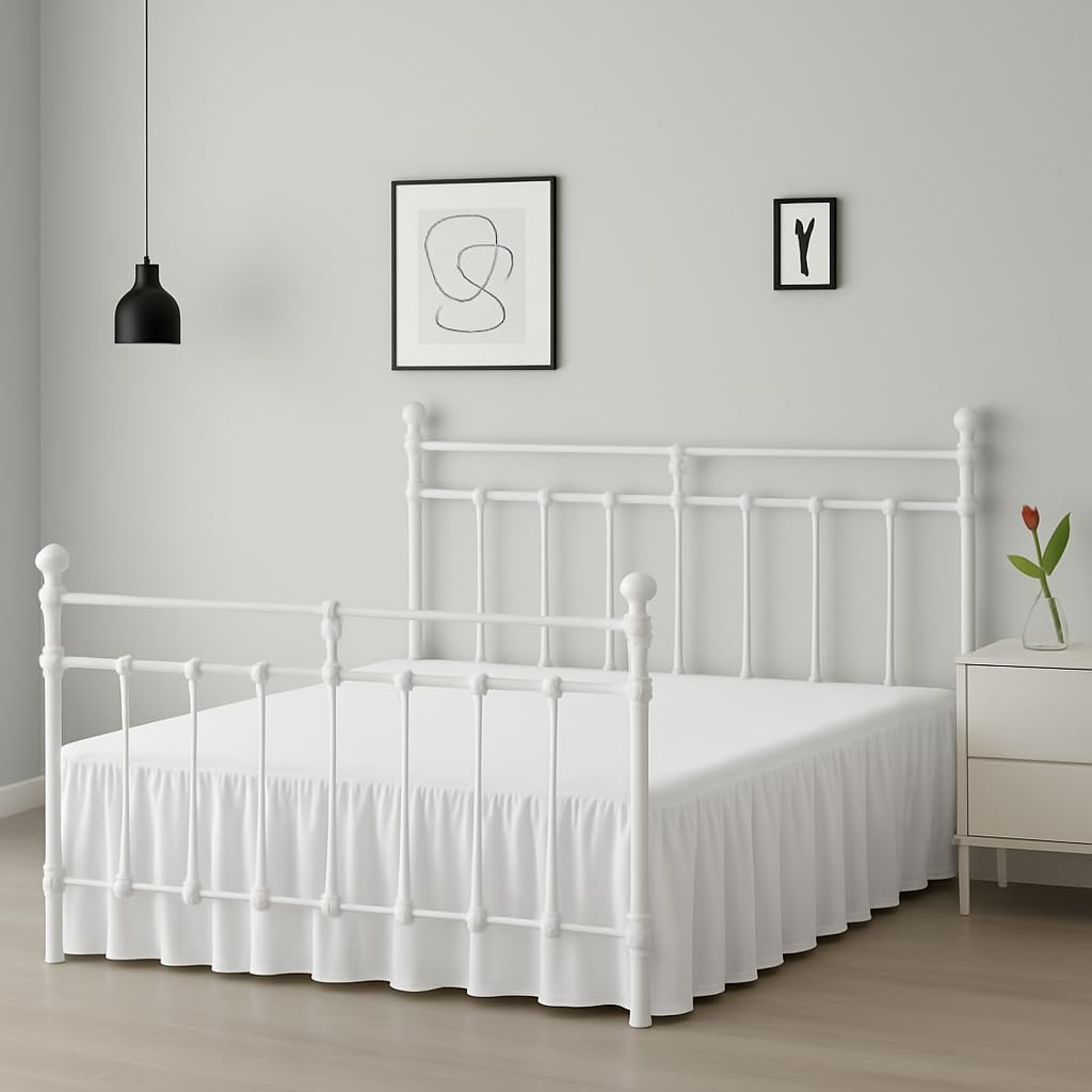 Photo 1 of Ruffled Bed Skirt Twin Size, White, 12 Inch Drop with Split Corners and Platform, Twin Size Bed Skirt with Ruffles, Lightweight 100% Microfiber, Wrinkle Resistant, Hotel Quality Dust Ruffle
