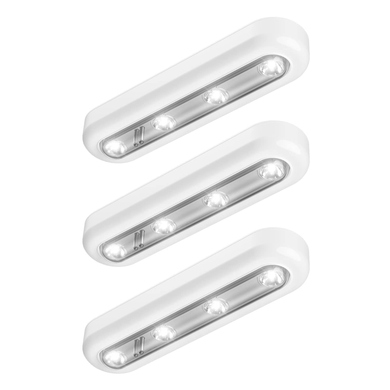 Photo 1 of OxyLED Mini Tap Closet Lights 3 Pack One Touch Light Battery Operated Stick-on Anywhere 4-Led Push Tap Light Cordless Touch LED Night Light Under Cabinet Light Stair Safe Light 140° Rotation