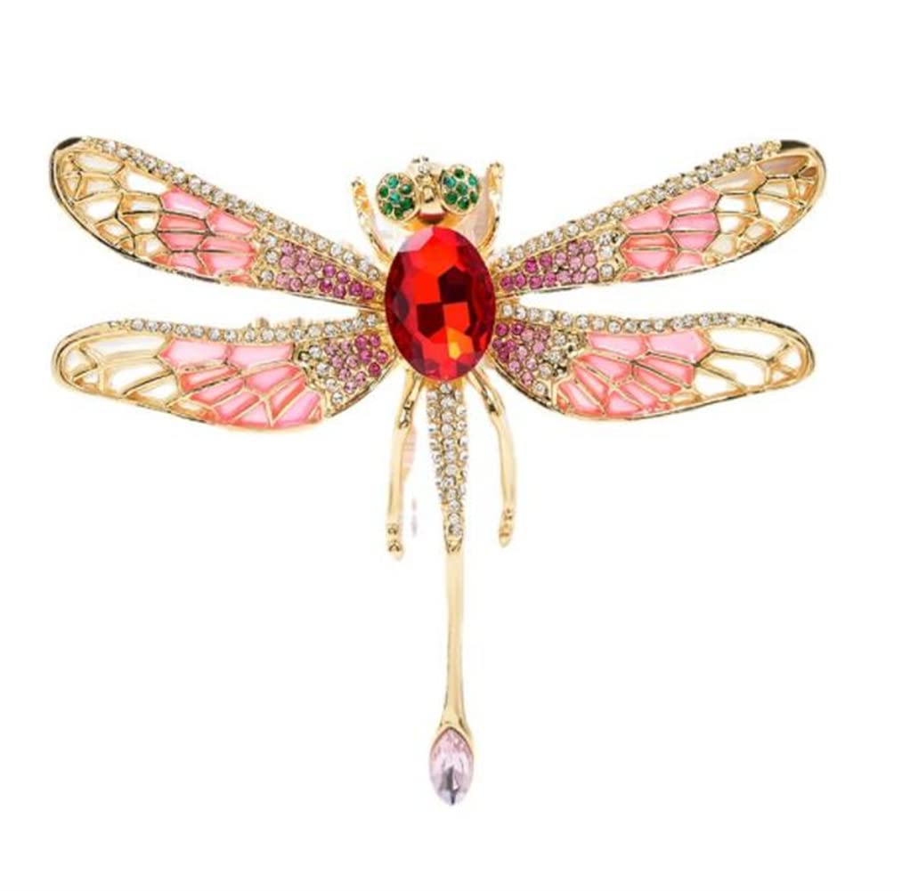 Crystal Vintage Dragonfly Enamel Brooch for Women Insect Brooch Pin Fashion Dress Coat Accessories Cute Jewelry